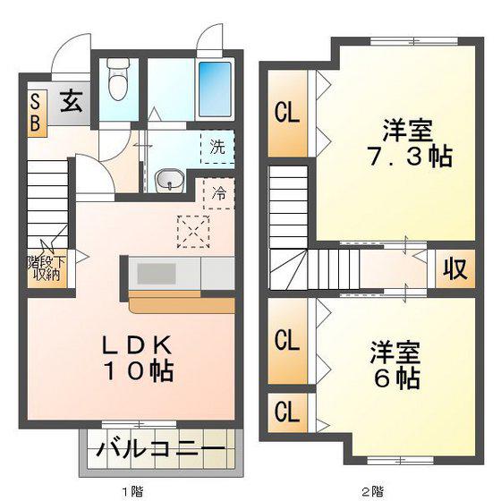 メゾンラルゴA(2LDK/1階)の間取り写真