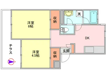第二シャトー岸(2DK/1階)の間取り写真