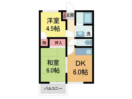ハイツ香風II(2DK/2階)の間取り写真