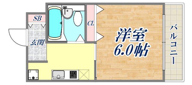 メゾンスリーエイト園田(1K/4階)の間取り写真