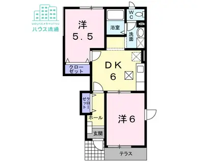 グリーンヒル三城B(2DK/1階)の間取り写真