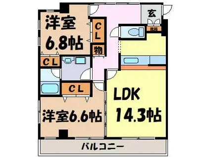 第2中央ビル(2LDK/1階)の間取り写真