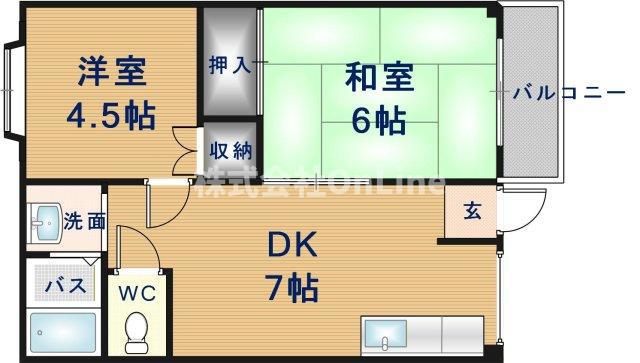 クローバーハイツ(2DK/1階)の間取り写真