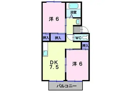 メゾンドレスカールA棟(2DK/1階)の間取り写真