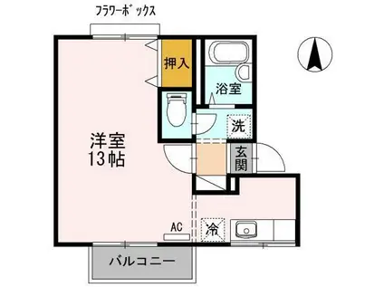 セジュール泉山(ワンルーム/2階)の間取り写真