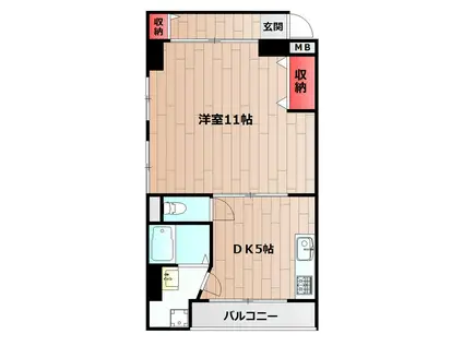 コーポ寿(1DK/4階)の間取り写真