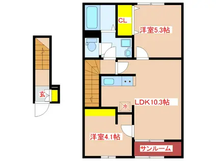 セイバリー KUBO I(2LDK/2階)の間取り写真