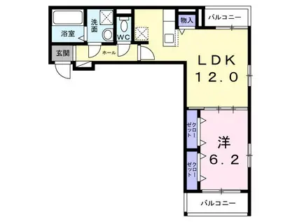 ベーネ・ウノ(1LDK/2階)の間取り写真