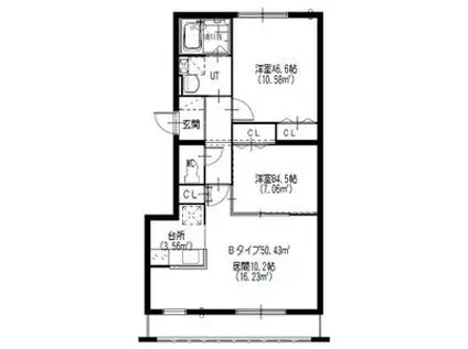 セントポーリアシェリル(2LDK/4階)の間取り写真