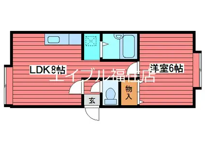 ラポール福住(1LDK/2階)の間取り写真