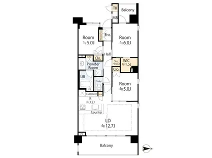 パークホームズ品川ザレジデンス(3LDK/3階)の間取り写真