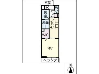 アミソル(1K/2階)の間取り写真