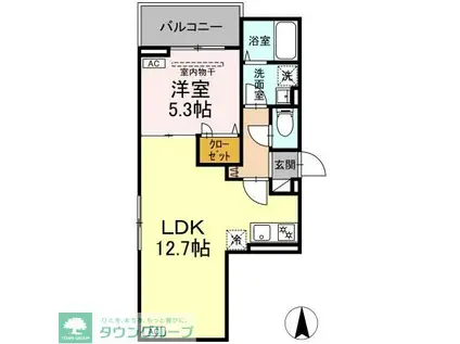 セレスティア南花畑IV(1LDK/2階)の間取り写真