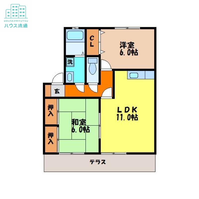 エスポワールくるり(2LDK/1階)の間取り写真