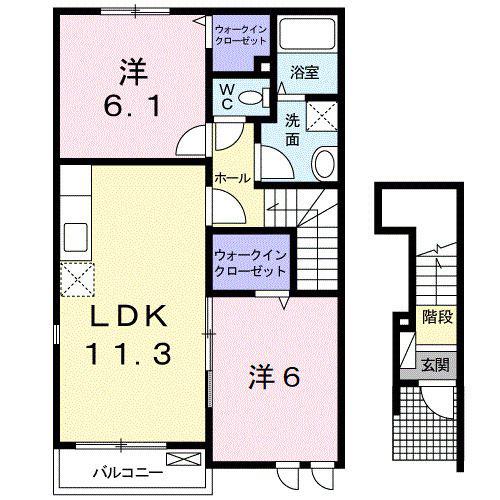 フレスコリーリオ I(2LDK/2階)の間取り写真