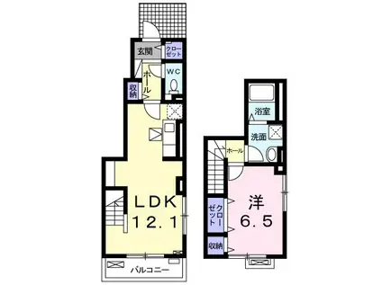 ローズエクラII(1LDK/1階)の間取り写真