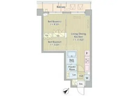 AVVOLTO FELICE 蒲田サウス(2LDK/3階)の間取り写真