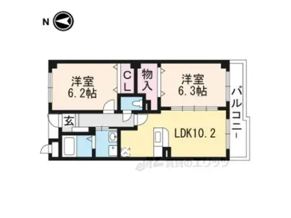 アンジュ(2LDK/1階)の間取り写真