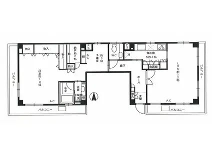 坂部ビル(1SLDK/3階)の間取り写真