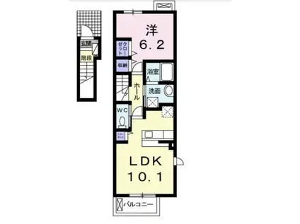 ミルフロールII(1LDK/2階)の間取り写真