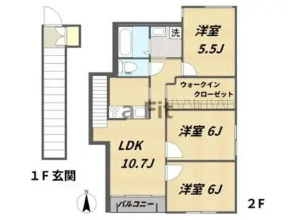 フォレスタ イルミチェッタ(3LDK/2階)の間取り写真
