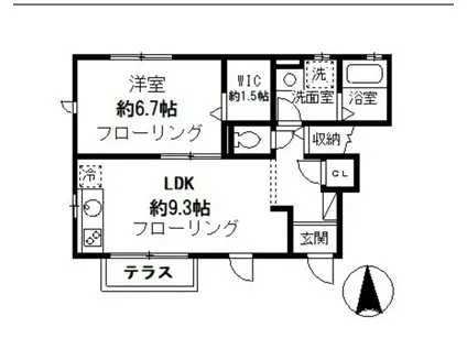 ベルカーサ岡本(1LDK/1階)の間取り写真