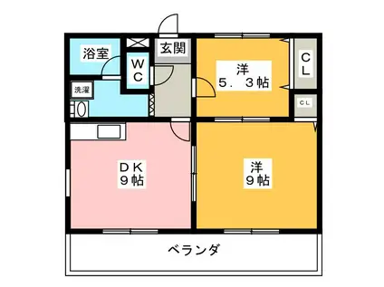 KS COURT(2DK/1階)の間取り写真