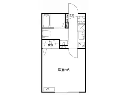 MQUARTO朝霞(1K/1階)の間取り写真