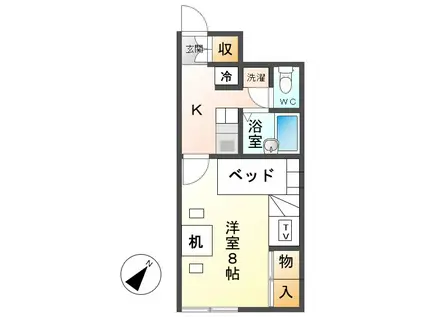 レオパレスフレンドマーチ(1K/1階)の間取り写真