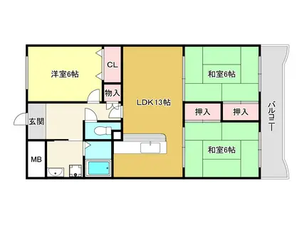 シャトーセレニティー(3LDK/3階)の間取り写真