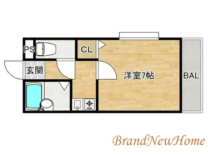 南海高野線 百舌鳥八幡駅 徒歩5分 4階建 築33年(1K/1階)の間取り写真