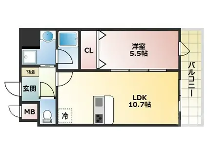 ハピネスガーデン(1LDK/2階)の間取り写真