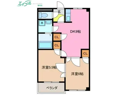 グランディルジン(2DK/2階)の間取り写真