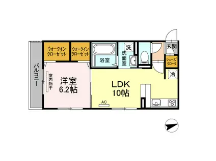 ジャスミンHYM I(1LDK/2階)の間取り写真