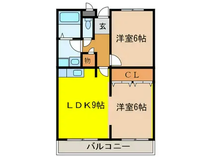 西明石グランドハイツ(2LDK/2階)の間取り写真