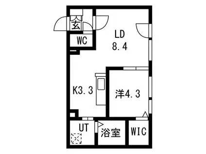 ALPHA琴似PREMIER(1LDK/3階)の間取り写真