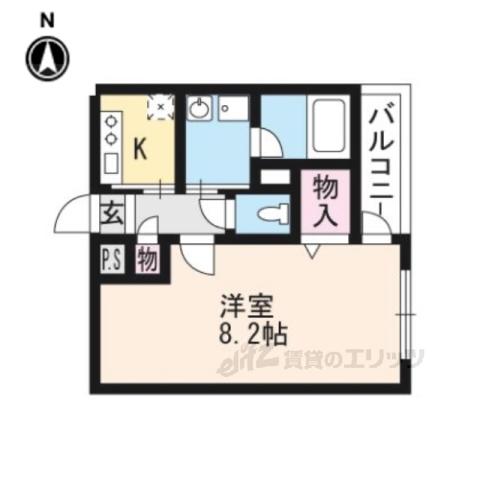 パーソナルサルーン西陣(1K/1階)の間取り写真