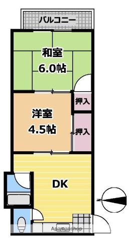 みどり荘(2DK/2階)の間取り写真