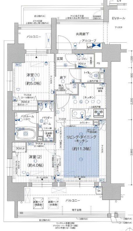 プレサンス ロジェ 栄パークサウス(2LDK/9階)の間取り写真