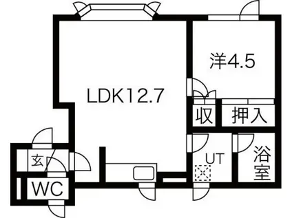 ECOA環状東B(1LDK/2階)の間取り写真