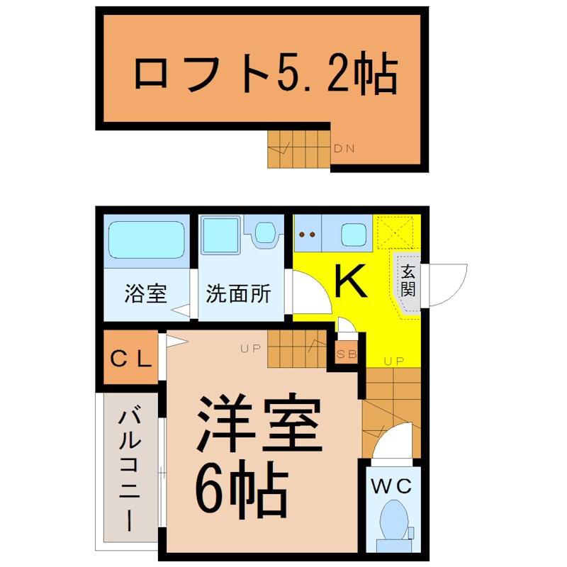 シエル クレア(1K/2階)の間取り写真