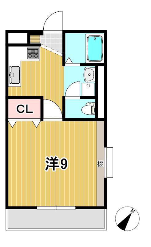 プルミエールA(1K/2階)の間取り写真
