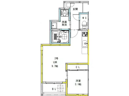 REGALEST新水前寺(1LDK/3階)の間取り写真