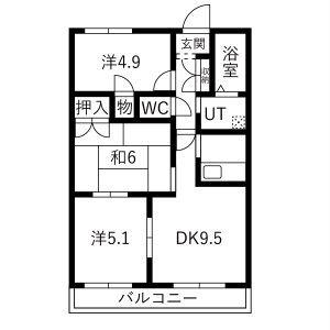 グランドヒルズ正徳町2番館(3DK/3階)の間取り写真