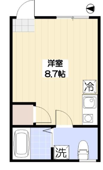 ポルトボヌール(ワンルーム/1階)の間取り写真