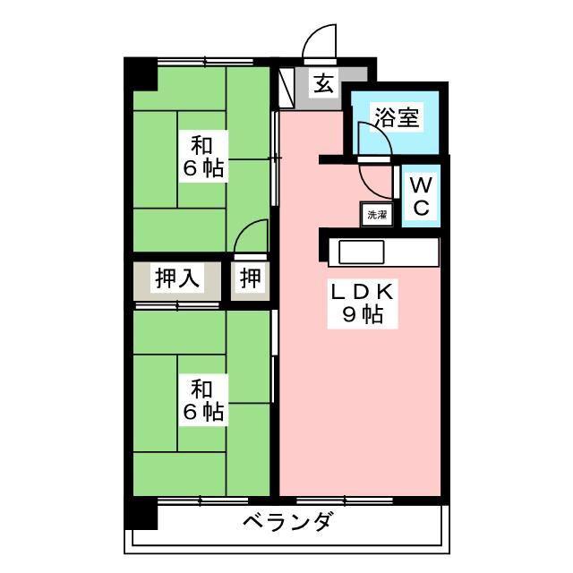 シャルムKカーサ(2LDK/4階)の間取り写真