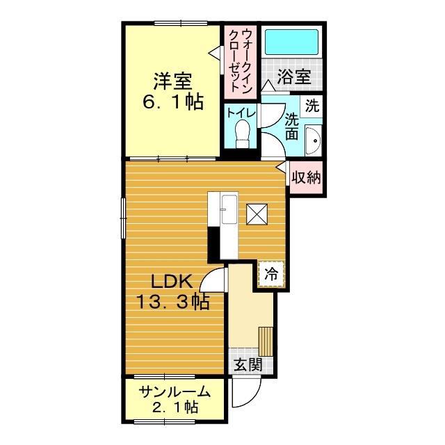 ベローグロリオサV B(1LDK/1階)の間取り写真