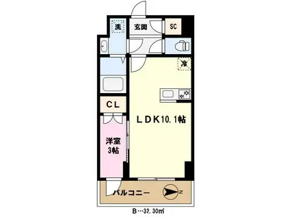 ライムレジデンスカワグチイースト(1LDK/2階)の間取り写真
