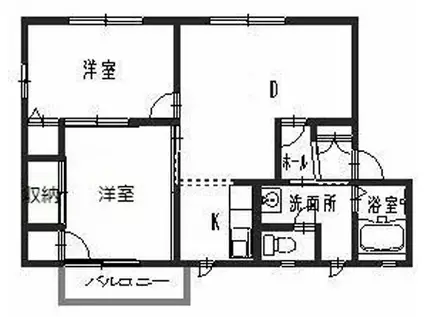 ラヴェール英賀保(2DK/2階)の間取り写真