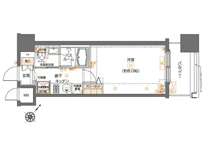 ZOOM池尻大橋(1K/11階)の間取り写真